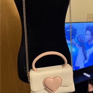 Chic White and Pink Heart Women's Bag